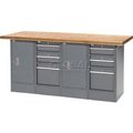 Global Equipment Workbench w/ Shop Top Square Edge, 6 Drawers   2 Cabinets, 72"W x 30"D, Gray 239179